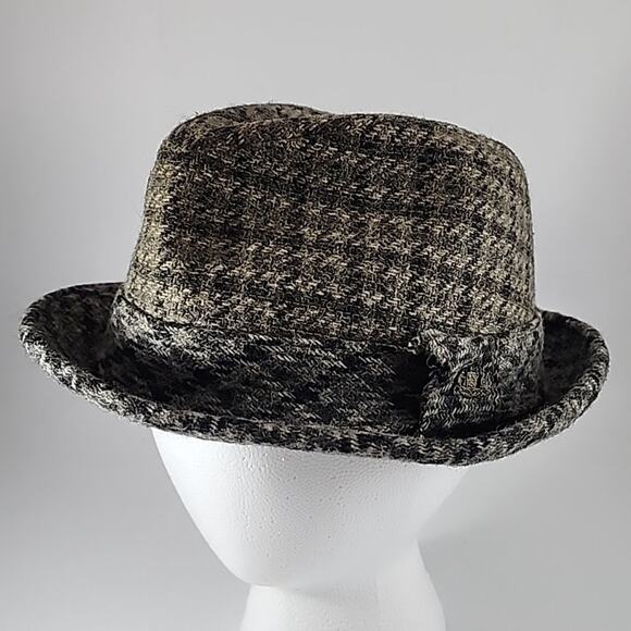 Vintage Stetson Fedora Hat Men's 6-3/4 Gray Houndstooth - Picture 2 of 9